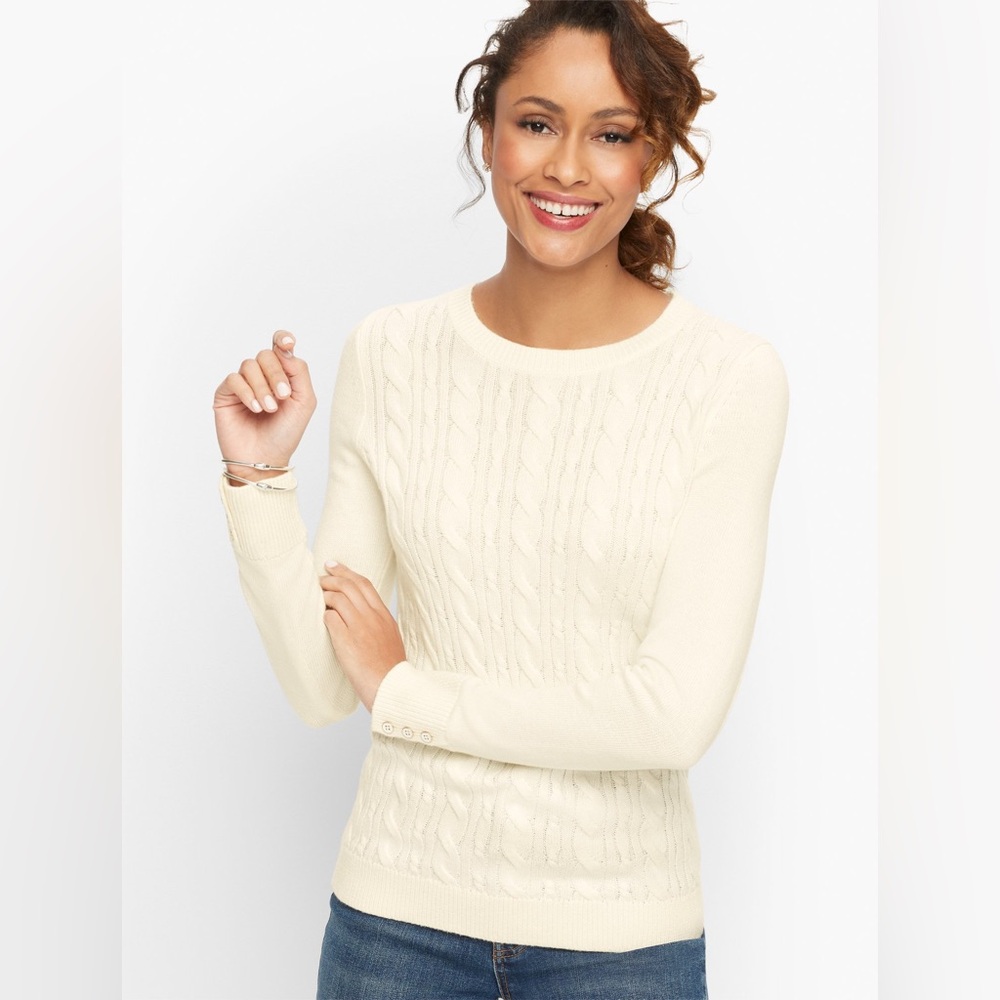 Talbots Ivory Cable Knit Sweater